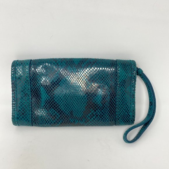 Cole Haan Isabelle clutch, teal snake print - Picture 2 of 12